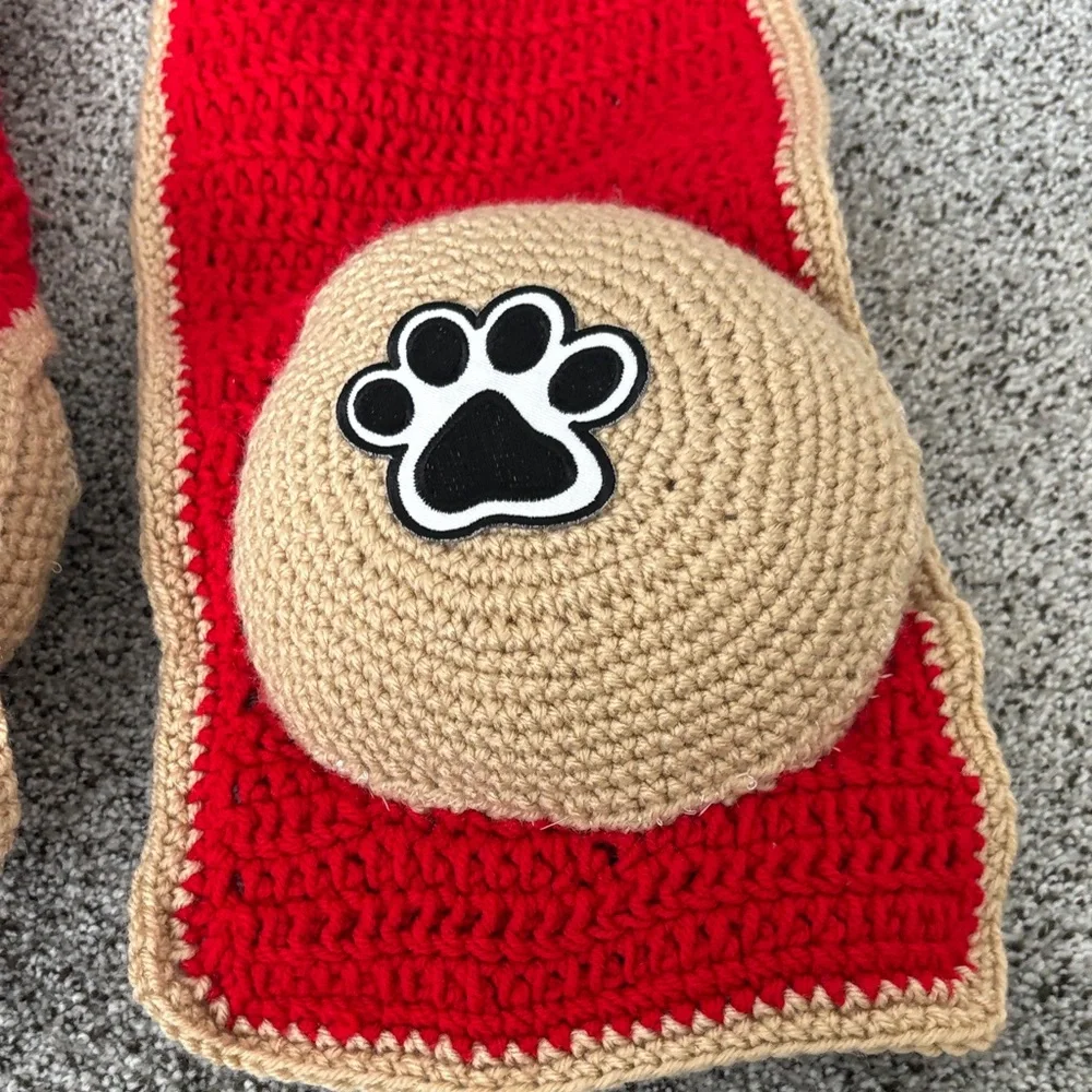 Red and Tan Paw Print Kids Scarf